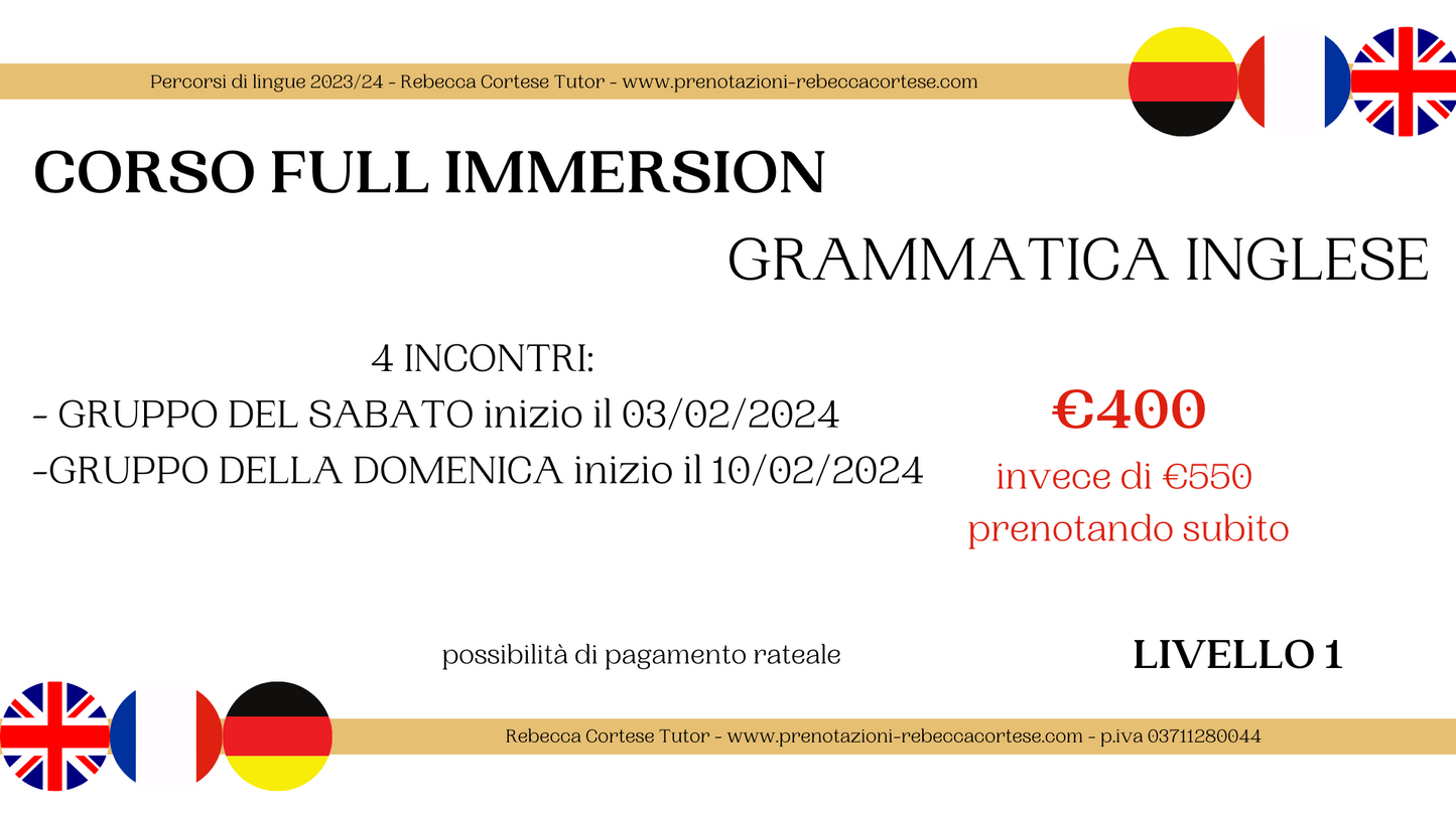 PERCORSO "FULL IMMERSION" INGLESE